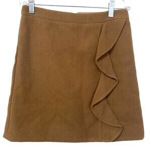 J. Crew Wool Blend Ruffle Detail Fall Color Fully Lined  Mini Skirt Size 00 (XS)